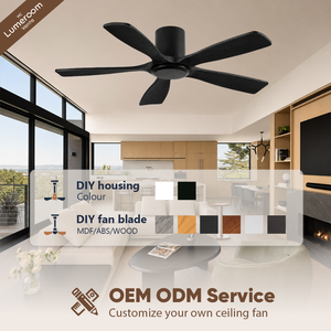 60 Inch Black Ceiling Fan Without <b>Light</b>, 5 Solid Wood Blades, Flush Mount Design, Reversible DC Motor for Bedroom - Product Image 4