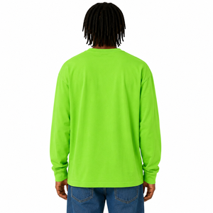 Camisa Casual de Manga Larga 100% Algodón Color Lima para Hombre, Teñido Liso, Comodidad para Toda Temporada, Diseño Italiano para Momentos Informales, Suministro ODM - Product Image 2