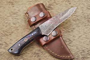 Couteau en acier damas fait à la main couteau Skinner de chasse à lame fixe avec gaine en cuir couteaux à éplucher de Camping - Product Image 5