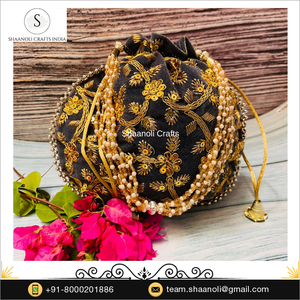 Broderie faite à la main travail ethnique indien brodé dernière conception femmes cadeau de mariage sac à main pièces de monnaie sacs Potli belles femmes sacs - Product Image 3