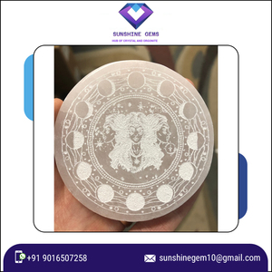 Placa de carga de selenita al por mayor con posavasos limpiadores de cristal con diseño de diosa de la Luna para energía espiritual y divinidad femenina - Product Image 4
