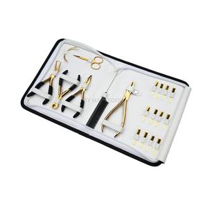 Kit professionnel d'extensions de cheveux à micro-anneaux avec pince à sertir à 3 trous, pince à sertir à dents plates, coupe-liens, peigne de séparation, petit ciseau - Product Image 1