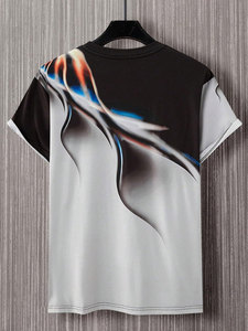 T-shirt imprimé à coupe ample 100% coton pour homme, vêtement décontracté respirant anti-rides, lavage facile, sublimation - Product Image 4
