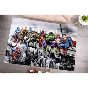 Alfombra estampada de Marvel y DC Superheroes comiendo en un rascacielos, alfombra de chenilla - Product Image 4
