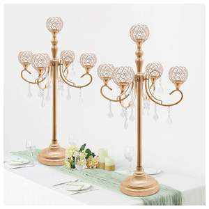 Newest Centerpiece Wedding Crystal Candelabra in Metal Iron for Party Decoration <b>Candle</b> Stand <b>Candle</b> <b>Holder</b> - Product Image 5