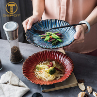 Assiette de service en céramique bleue personnalisée de 9 pouces, plat de service en porcelaine, finition haute brillance, vaisselle pour restaurant, maison, mariage