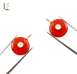 Pendentif en argent sterling 925 avec incrustation de zircon et pierre précieuse ronde en cornaline naturelle, charmes pour la création de bijoux tendance - Product Image 5