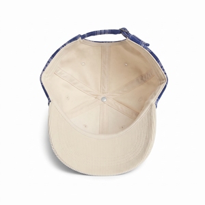 Casquette de baseball décontractée unisexe à 6 panneaux en flanelle à carreaux bleus avec visière en velours côtelé, personnalisable avec logo, haute qualité, OEM ODM, faible MOQ - Product Image 5