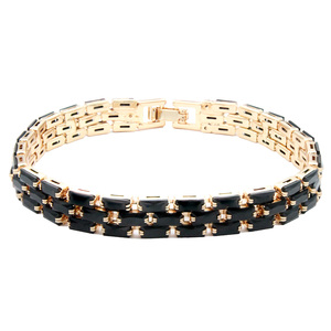 Black CZ 7 \ "bracciali Tennis lunghi placcato oro 13 mm di larghezza - Product Image 5