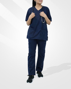 Uniforme Médico Personalizado con Logotipo, Tela Elástica de Poliéster y Spandex, Manga Corta, Unisex, Fácil Cuidado, Antiarrugas, para Doctor y Hospital - Product Image 3