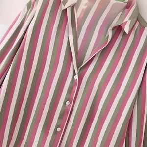 Autumn New Women's Fashion Lapel Long Sleeve Single-Breasted <b>Striped</b> Loose-Fit Shirt Regular Length Casual Style - Product Image 5