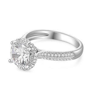Jeulia Vintage Halo Engagement Ring Sterling Silver Lab Grown Diamond Open Ring - Product Image 3