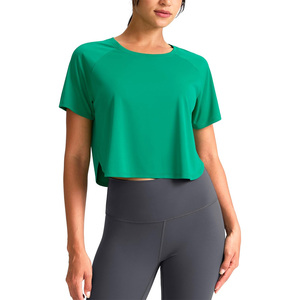 Personalized yoga crop top for women with high comfort durable <b>fabric</b> and full branding options for labels logos and color - Product Image 1
