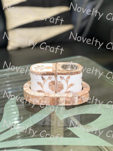 Ensemble de bougies chauffe-plat et de boîtes en bois de nacre incrustées de nacres indiennes pour les célébrations religieuses comme le Ramadan et les cadeaux de l'Aïd - Product Image 4