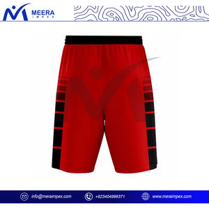 กางเกงขาสั้นผ้าตาข่ายสีแดงและสีดำของผู้ชายกางเกงขาสั้นออกกำลังกายแห้งเร็วสำหรับยิมวิ่งออกกำลังกายสำหรับผู้ชาย - Product Image 3