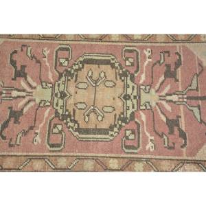 Alfombra de lana turca Vintage de 1,7x3,6 pies, diseño de retazos beige y rojo, tejido plano, respaldo de látex, respetuoso con el medio ambiente, comedor de pila media - Product Image 5
