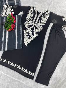 NOUVEAU DESIGNER TOP EN GEORGETTE LOURDE NOIR AVEC IMPRESSION NUMÉRIQUE DUPATTA - Product Image 3