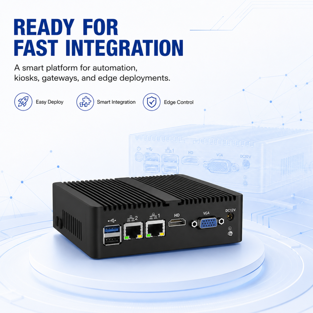 Fanless Factory Control Computer for Industrial IoT and Edge Computing OEM ODM Hardware Customization Support Industry Box PC