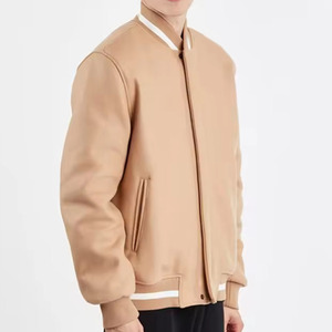 High Quality Custom Heavy Wool Baseball Varsity <b>Jacket</b> <b>Mandarin</b> <b>Collar</b> Regular Length Canvas Front Logo Winter Unisex - Product Image 3