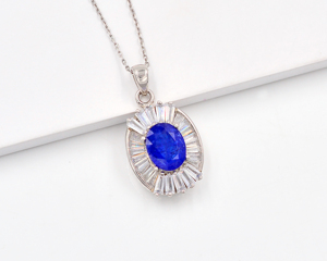 Collier pendentif en argent sterling 925 pour femme avec pierre précieuse ovale tanzanite naturelle 10x8 MM pour les occasions cadeaux - Product Image 3