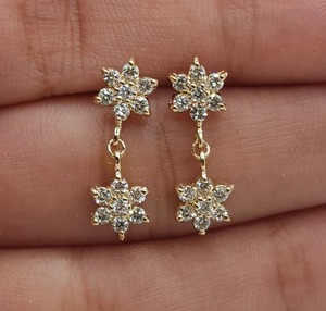 D E F couleur coupe ronde diamants cultivés en laboratoire boucles d'oreilles forme de fleur étoile fleur diamant boucles d'oreilles balancent boucles d'oreilles pour les femmes - Product Image 3