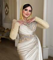 Robe de prière élégante en soie pour femmes adultes, style princesse, faite à la main, anti-plis, à manches longues, avec corsage perlé, collection AL HIJRAH ABAYAS