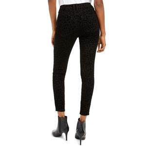 Rewash Juniors' Black Velvet <b>Leopard</b> Jeans Washable High Street Style Breathable Vintage XL-Mid High Skinny Straight Cut - Product Image 2