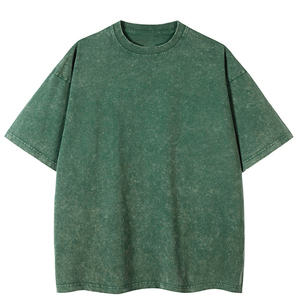 Camiseta vintage de gran tamaño lavada con ácido para hombre, ropa de calle con gráfico desgastado con logotipo personalizado, camiseta teñida de hilo de algodón 100% para hombre - Product Image 4