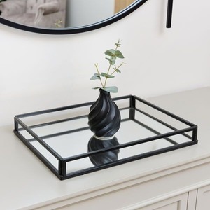 Plateau en métal et miroir robuste avec base antidérapante et touche décorative idéal pour les salles de bain et les tables à manger chics - Product Image 2