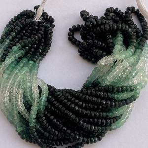 2mm 3mm 4mm Esmeralda verde natural colombiana sombreada Ombre piedra facetada Rondelle cuentas hebra de India Alibaba fabricación de joyas - Product Image 2