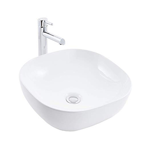 Controsoffitto in ceramica quadrata rotonda bianca 44x44x14 cm con finitura lucida per lavandini da bagno 1 confezione - Product Image 1