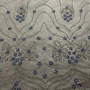 Tissu perlé de luxe en polyester 100% avec zircon fait à la main fournisseur indien motif de maille tissé pour sac de robe faisant le meilleur prix - Product Image 1