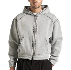 Sweats à capuche oversize amples de haute qualité personnalisés pour hommes, 100% coton molletonné, streetwear, sweats à capuche à manches longues et fermeture éclair pour hommes - Product Image 1