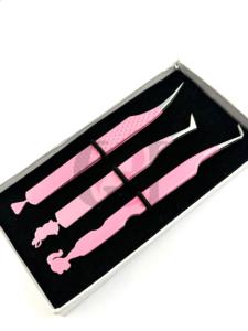 Diseño de recorte de conejo y muñeca de diamante en polvo rosa claro de alta calidad con diferentes estilos pinzas de extensión de pestañas herramienta de belleza - Product Image 5