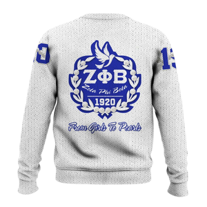 Zeta Phi Beta 1920 Sorority Knit Sweater ZPhiB Divine Nine Greek Life Chenille Letters Azul Blanco Premium Sweater Gift - Product Image 2