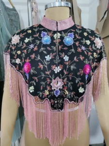 Handmade Vintage Flapper Party Shawl Wraps Sequin Beaded <b>Bolero</b> Embroidered Evening Cape for Bridal Cover Ups <b>Fur</b> Shawls for - Product Image 6