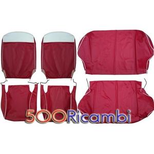 FIAT 500 F KIT TAPPEZZERIA Complet Di Copri Sedili ROSSA CON LUNETTA BIANCA - Product Image 1