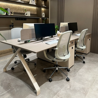 Poste de travail de bureau moderne avec cloison, table modulaire pour 4 personnes, mobilier de bureau commercial