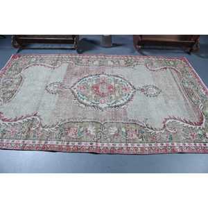 Tapis turc vintage 5,3x8,9 pi (163x270 cm), tapis rayé rouge et vert - Product Image 3