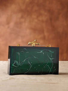 Pochette de luxe en résine ornée de cristal pochette de soirée embrayages sacs de demoiselle d'honneur pour mariage écuyer boîte sac à main fait à la main - Product Image 5