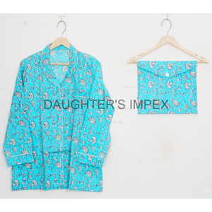 Conjunto de pijama suave indio hecho a mano de algodón 100% para mujer con traje de noche de verano con estampado Floral - Product Image 6