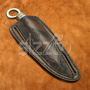Hermosa hoja fija de acero D2 hecha a mano, cuchillo de caza para acampar con Funda de cuero, mango de cobre de Damasco, regalo para él - Product Image 5