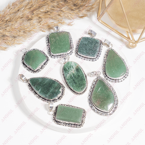 Pendentif ovale en aventurine verte naturelle, cabochon, cristaux de guérison de qualité supérieure pour la méditation, bijoux pour occasions spéciales, prix de gros. - Product Image 4