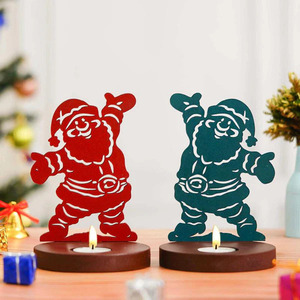 Bougeoir Père Noël avec Base en Céramique Accent pour la Maison Nouveau Design Bougeoir en Métal et Fer Décoration de la Maison en Gros - Product Image 1