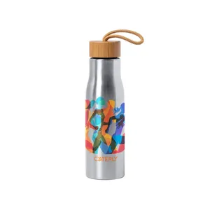 Gobelet isotherme personnalisé Bissip en acier inoxydable, bouteille d'eau durable en acier et bambou - Product Image 2
