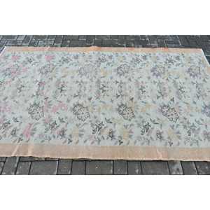 พรมตุรกีวินเทจ ขนาด 4.5x7.9 ฟุต (136x242 ซม.) พรมขนสัตว์ขอบสีน้ำเงิน - Product Image 3