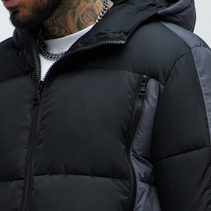 Latest Color Blocked <b>Cheap</b> Rate <b>Puffer</b> <b>Jacket</b> With Hooded Collar Custom Logo Design With Zipper Closure Full Sleeves Trending - Product Image 3