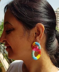 Nouveaux produits 2025, boucles d'oreilles de Noël en perles à faire soi-même, boucles d'oreilles pendantes circulaires creuses délicates, perles, boucles d'oreilles pour femmes, accessoire - Product Image 2