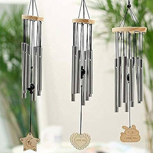 Cloche de carillons en métal en bois fabriquée à la main avec du bois naturel et des tubes en métal durables pour la décoration de patio et de balcon de jardin à la maison - Product Image 2