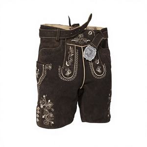 Pantalones Cortos de Cuero Estilo Bávaro para Hombre, Hechos a Medida, de Gamuza Marrón, Trachten Lederhosen, Herren - Product Image 1